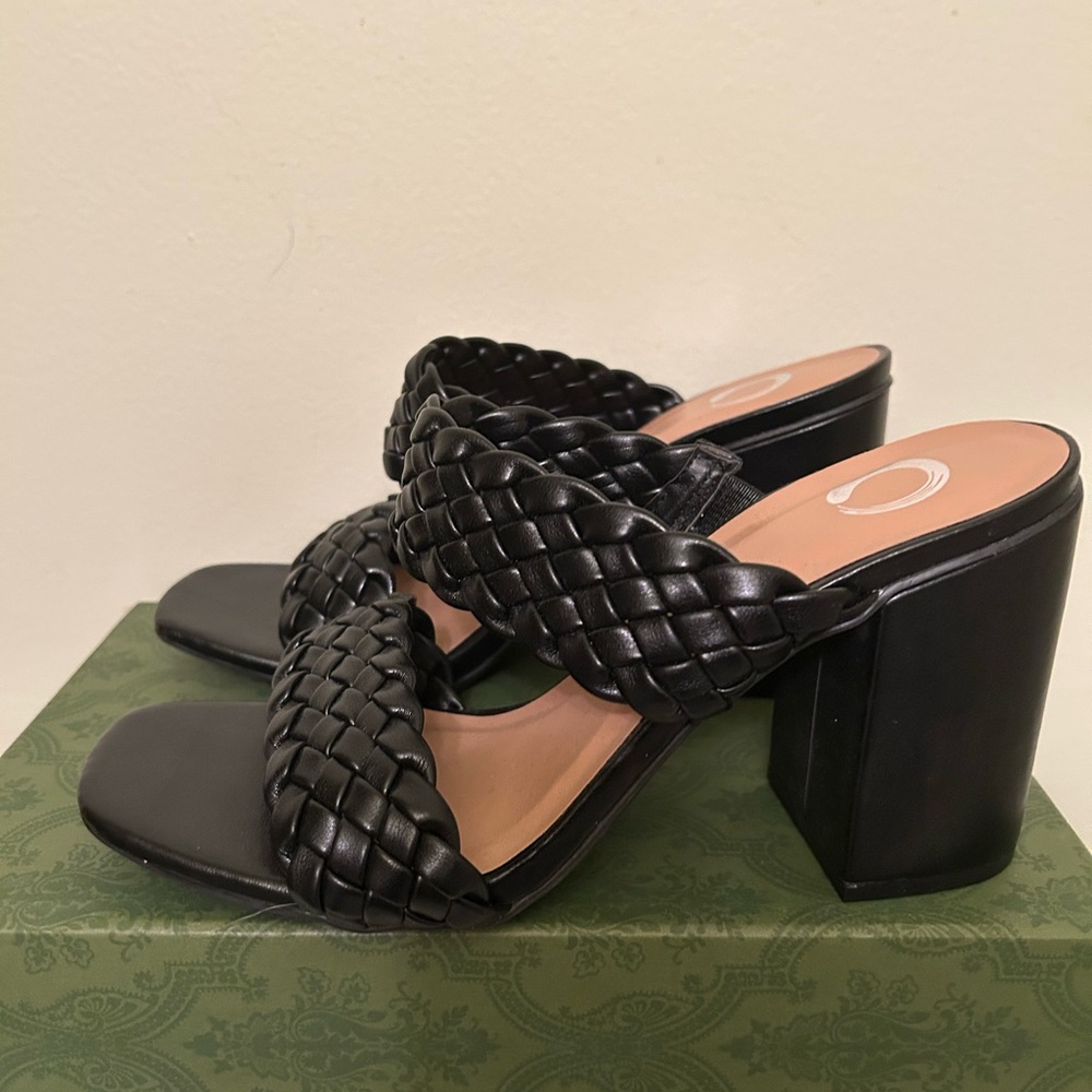 Elegant Black Braided Women's Heels
